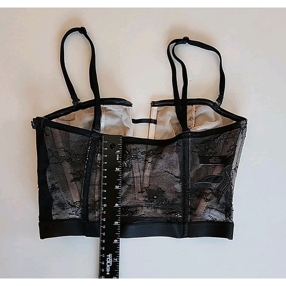 Victoria's Secret Corset Top Sz S Black Mesh Lace Lined Whimsigoth Fairy Grunge - Picture 10 of 12
